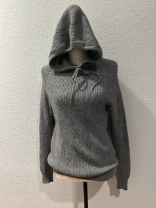 GAP Women's S Gray Waffel Knit Wool & Cashmere Blend Hoodie Sweater Long Sleeve - Picture 1 of 8