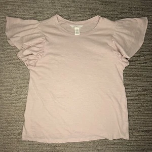 H and M Size M Women T Shirt Short Sleeve Maternity Crew Neck Fan Sleeves Pink - Picture 1 of 8