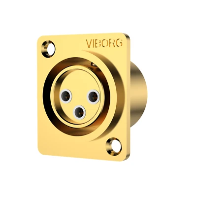 Conector de enchufe XLR hembra de 3 pines chapado en oro 24K cobre puro VIBORG CF203G Foto 1 de 4