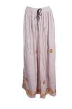 Boho Gypsy Hippy Pink Flared Maxi Skirt Embroidered Fall Bohemian Skirts SM