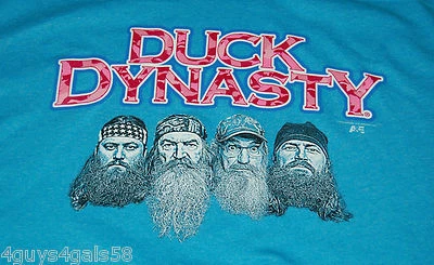 MENS Tee Shirt DUCK DYNASTY Medium 38-40 AQUA BLUE Faces WILLIE PHIL SI JASE - Image 1 of 2