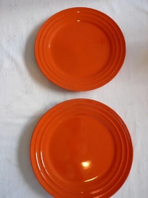 Rachael Ray Double Ridge Orange Stoneware Dinner Plates, Discontinued Set of 2 - Image 1 of 4