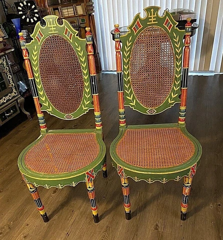ANTIQUE CHAIRS FROM BRITISH RULED INDIA SET OF 4 INCREDIBLE HAND PAINTED CHAIRS￼ Cover