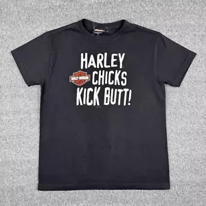 Vintage Harley Davidson T-Shirt Damen M Lustig Harley Küken Kick Butt Y2K - Bild 1 von 8