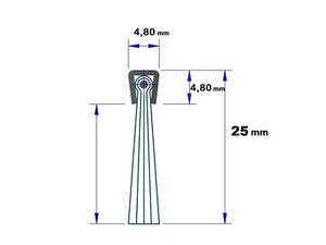 8 Stck. x 1m Streifenbürste TYP 5 25 mm zum Einnuten Türbürste Abdichtbürste - Bild 1 von 4
