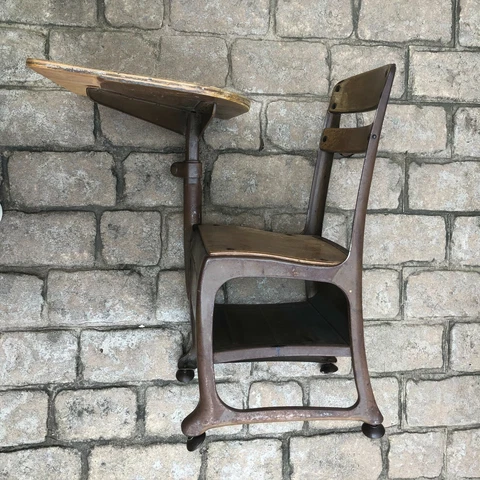 Vintage Childs Childrens School Desk & Chair Young Small 13 Wood Metal Cover
