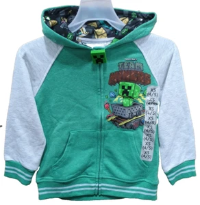 Mojang Minecraft Boys XS (4/5) Character Hooded Zip Up Jacket Green Heather Q10 - Picture 1 of 12