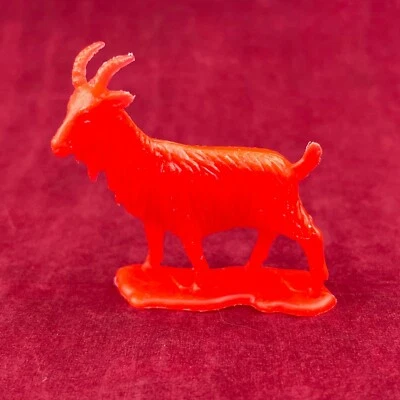 Vintage 1.75" Red Plastic Goat Farm Animal Plastic Toy/Figure - Image 1 of 4
