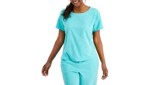 Prenda para mujer Jenni de tela de terry cuello redondo-Aqua - Imagen 1 de 2