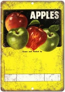 Apples Vintage Fruit Label Ad 12" x 9" Reproduction Metal Sign N435 - Picture 1 of 1