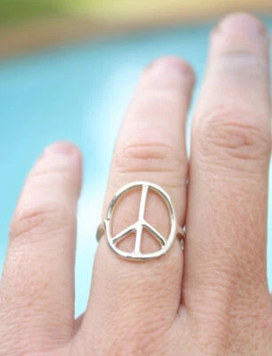 peace ring 925 Sterling Silver Band& Statement Ring Handmade Ring All size - Image 1 of 4