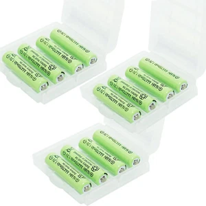 12Pcs 1.2V Ni-MH AAA Rechargeable Batteries Button Top with Plastic Storage Case - Picture 1 of 12