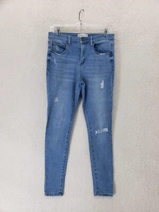 Mudd Women Jeans 9 Blue Cotton Blend High Rise Stretch Distressed Denim Legging - Picture 1 of 20