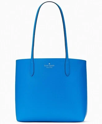 Kate Spade Ava Reversible Blue Leather Tote + Pouch Aquamarine K6052 NWT $359 F - Image 1 of 4