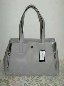 Nine West Side Zip Gray Silver Satchel Purse Hand Bag DVE/MSL MM NWT - Picture 1 of 8