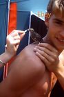 35mm Slide - Baby Bird Sitting And Being Fed On Teenage Boy's Shoulder, 1980s