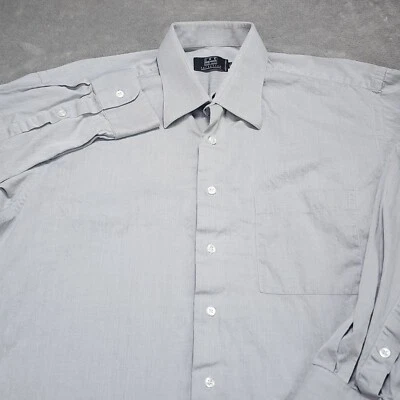 Camisa Ike Behar Para Hombres 16.5 34 Gris Sólida Manga Larga Vestido Abotonado Negocios Foto 1 de 4