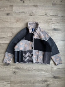 Amano Rare Hand Knitted Hearts Cotton Cardigan Sweater Vintage - Picture 1 of 10