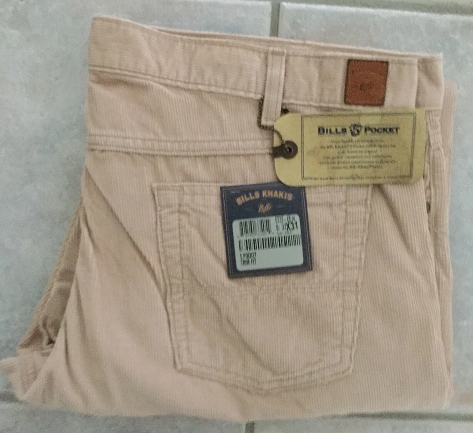 NWT Bills khakis 5T32-CE14 SZ 33x32 5-Pocket Trim Fit IVORY CORDUROY $165 - Image 1 of 1
