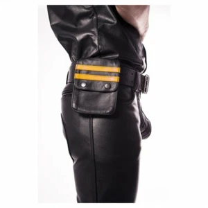 PROWLER ROTE LEDERTASCHE GELDBÖRSE BDSM FETISCH LEDERAUSRÜSTUNG GELB VERKLEIDUNG - Bild 1 von 5