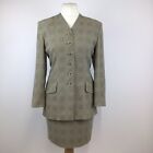 Jaeger Suit Jacket Size 10 Skirt Size 12 Brown 2 Piece Wool Check Ladies Womens