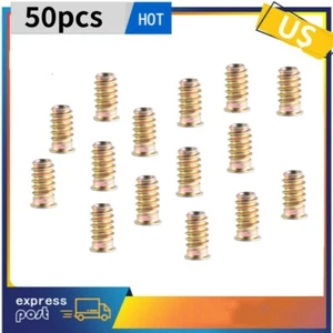 50/80 PIEZAS 1/4" 5/16" 3/8" Inserciones Roscadas Tuercas para Tornillo para Muebles Tuercas de Madera - Imagen 1 de 16
