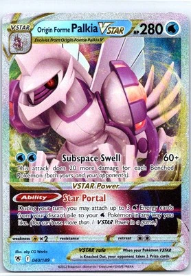 #040/189 Origin Forme Palkia VSTAR SWSH10: Astral Radiance Ultra Rare - Image 1 of 2