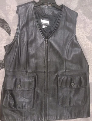 Women's Diana Marco Genuine Leather Vest 3X Black - Image 1 of 3