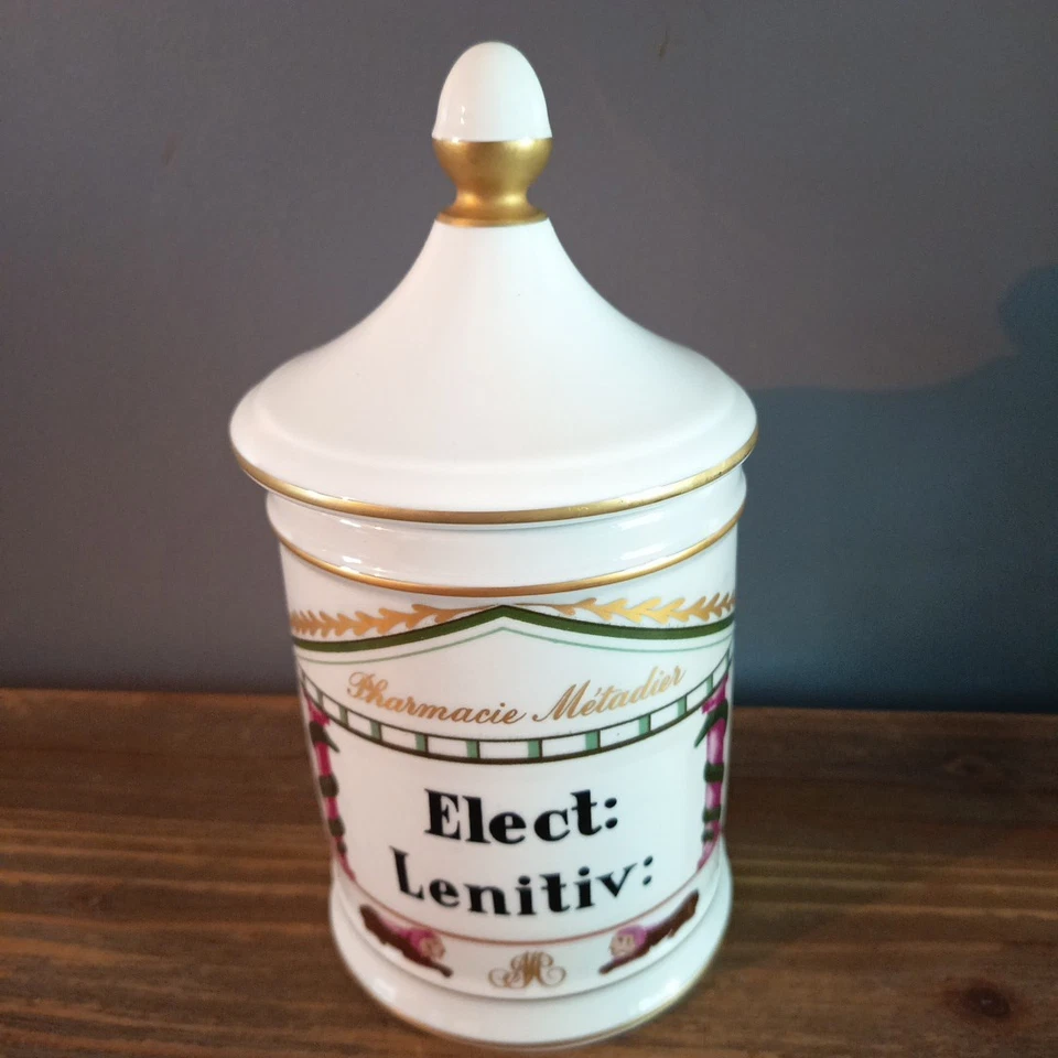 Pot à Pharmacie elect: Lenitiv: Ancien Metadier Apothicaire Porcelaine Limoges - Photo 1/4