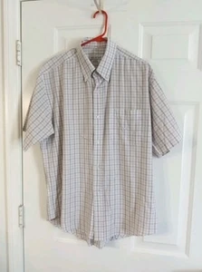 Vintage Emporio Armani White Plaid Button Down Shirt Men's Size XXL 100% Cotton - Picture 1 of 6