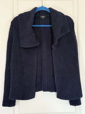 Talbots Women’s Medium Petite Blue Chunky Knit Cardigan Sweater Open Front - Image 1 of 4