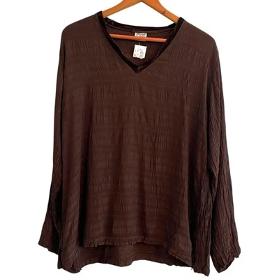 CP SHADES Гофрированная Текстурированная Туника Топ S Коричневый Lagenlook Пляжный Расслабленный Scandi Новый - Изображение 1 из 4