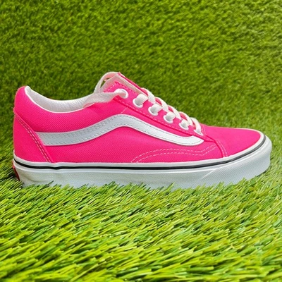 Tênis de skate Vans Old Skool clássico feminino tamanho 5.5 rosa branco casual - Imagem 1 de 4