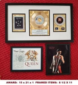 Queen Boh. Rhap.. GOLD 45 + Freddie Mercury Memorial Photo & Crest - Bild 1 von 10