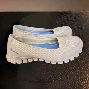 Skechers Womens Comfort Shoes Size 7 Beige Memory Foam Leather Textile Upper - Picture 1 of 5