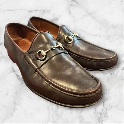 Allen Edmonds Loafers Men 10 D Brown Verona II Silver Horsebit 40004 Flaw - Image 1 of 4