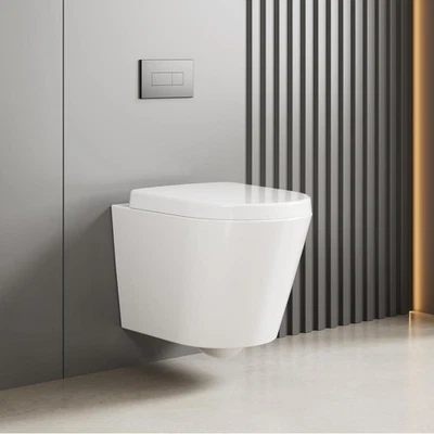 Spülrandloses Wand-WC Wand-WC Hängendes WC Spülrandlos Toilette Tiefspüler NEU - Bild 1 von 4