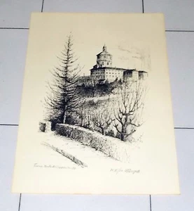 Litografia GILBERTO FRANCISETTI Monte dei Cappuccini Torino FIRMATA 1977 6/50 - Picture 1 of 3