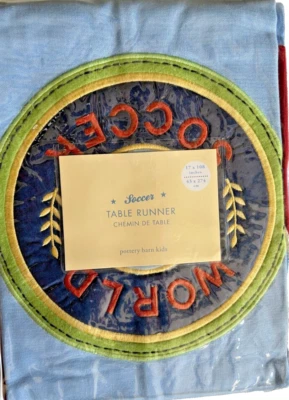 Pottery Barn Kids Soccer Theme Table Runner NIP 17" x 108" Party Decor - Image 1 of 2
