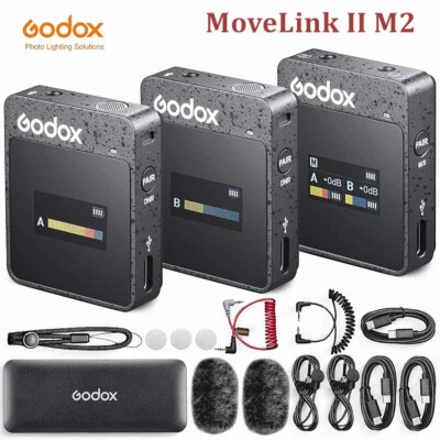 Godox MoveLink II M2 2.4g Wireless Microphone System 2*Transmitter Receiver Mic - Image 1 of 4