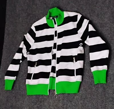 Women's ONQUE Striped Cotton Zippered MEDIUM Jacket W/Zip Pockets - Image 1 of 4