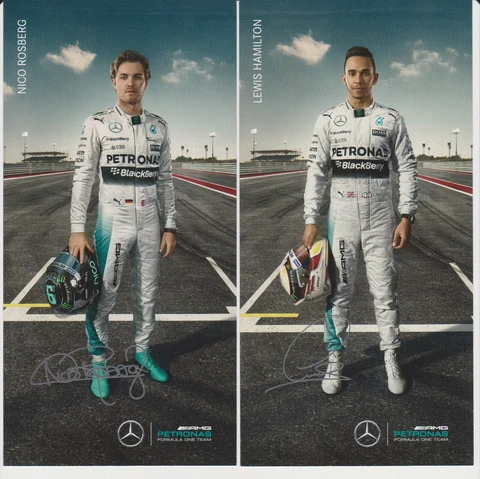 F1 Mercedes AMG 2 Driver Promo Cards Set Lewis Hamilton Nico Rosberg 2015 Print Cover