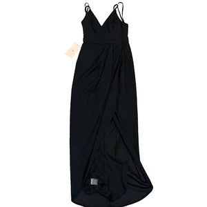 BHLDN V-Neck Crepe Midi Sleeveless Dress Sz US 0 Black - Brand New with Tags - Picture 1 of 10