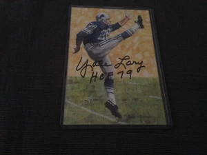 YALE LARY AUTOGRAPH GOAL LINE ART CARD DETROIT LIONS - Picture 1 of 1