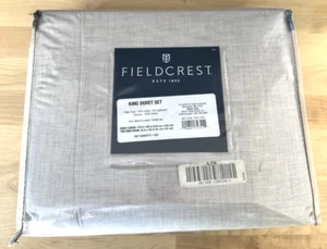 NEW King Size Gray Cotton Cashmere Duvet Cover Set - Fieldcrest King SZ - Picture 1 of 3