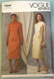 Vogue Pattern 2045. Lined Dress W/back Vent &Flap Detail Sizes 8-16 Uncut - Picture 1 of 2