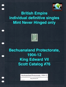 1/2 off $4.10 Scott Value - 1904-12 BECHUANALAND PRO King Edward VII MNH NH UMM - Picture 1 of 7