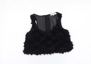 Miso Womens Black Floral Polyester Blend Cropped Tank Size 8 - Picture 1 of 12