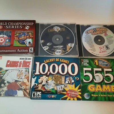 Lot 6  PC CD ROM Games Cards Board Games Dice Sudoku Casino BlackJack Hold'em - Image 1 of 4
