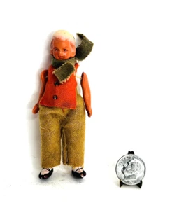 Dollhouse Miniature German Doll Girl. Handmade Outfit Approx 3 1/2" Vintage - Picture 1 of 10